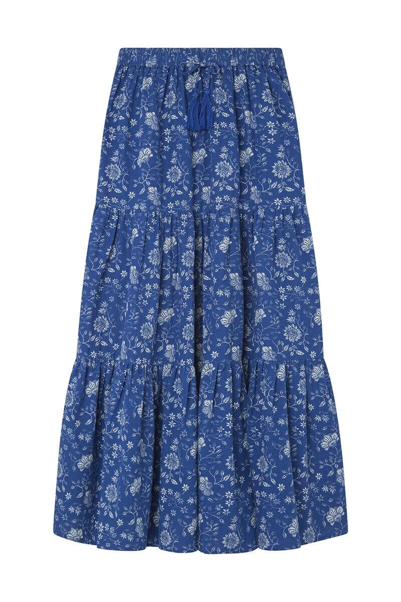 Falda larga con estampado floral.
