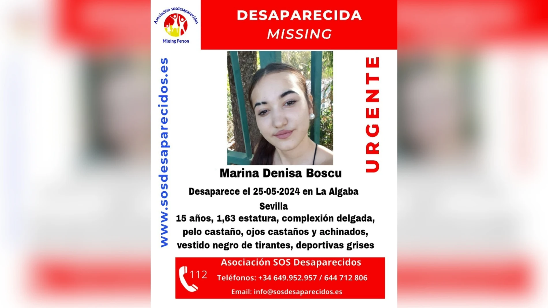 Buscan a Marina Denisa Boscu, una menor de 15 años desaparecida en Sevilla