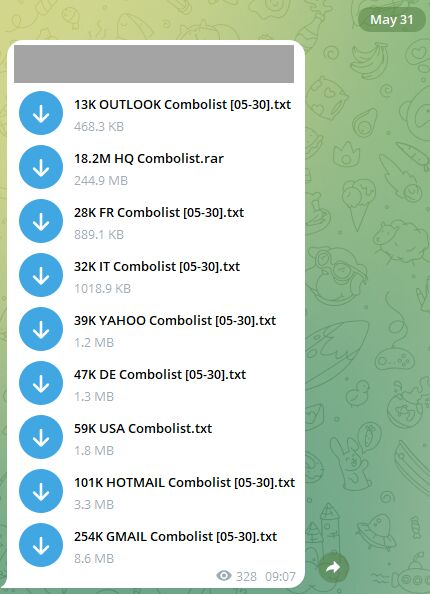 Combolist en Telegram.
