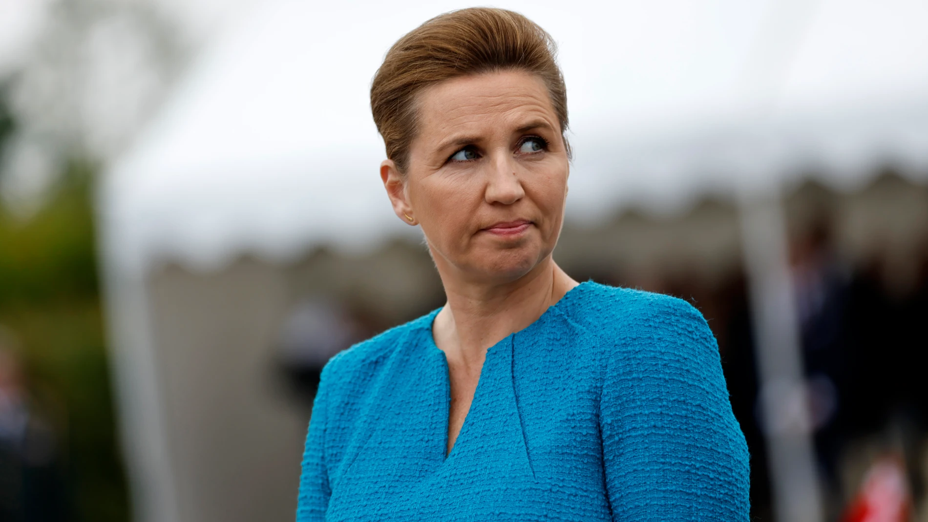 FILE - Denmark's Prime Minister Mette Frederiksen attends a ceremony at the Danish monument outside of Sainte Marie du Mont, Normandy, Thursday, June 6, 2024. Frederiksen has been assaulted by a man on a square in the capital of Copenhagen, according to a report on Friday, June 7, 2024 by the state news agency Ritzau. (AP Photo/Jeremias Gonzalez, File)