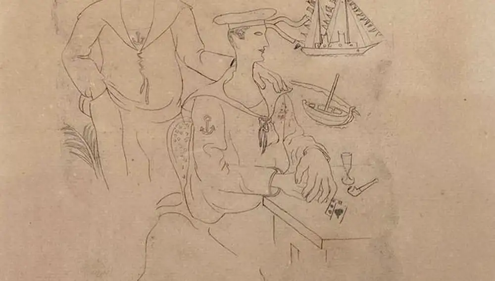 "Marineros", obra de Salvador Dalí guardada por el autor de "Platero y yo"