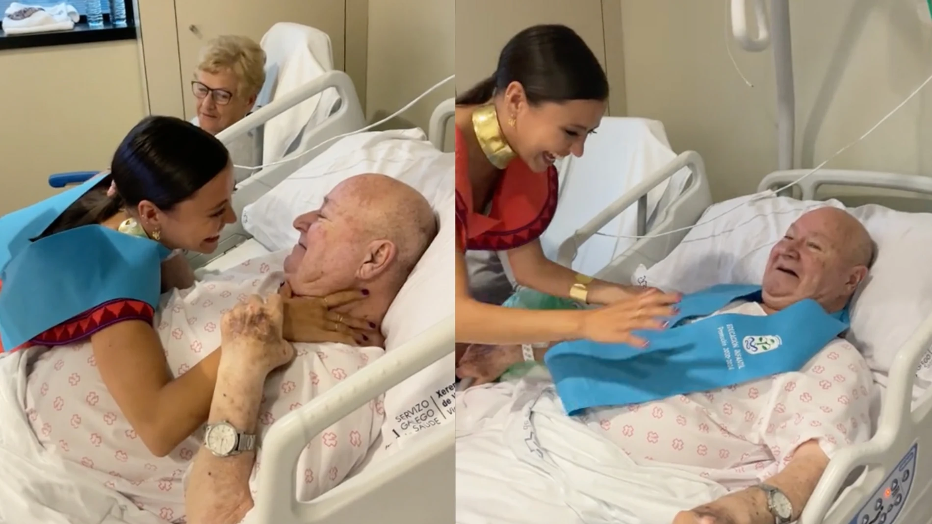 Marta Martínez Alons junto a sus abuelos