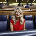 Yolanda Díaz con chaleco de Zara.