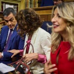 Pedro Sánchez, María Jesús Montero y Yolanda Díaz