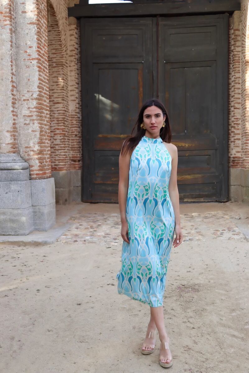 Vestido Zahara Acuarela Azul