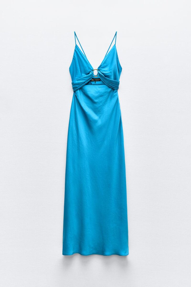 Vestido midi satinado cut out