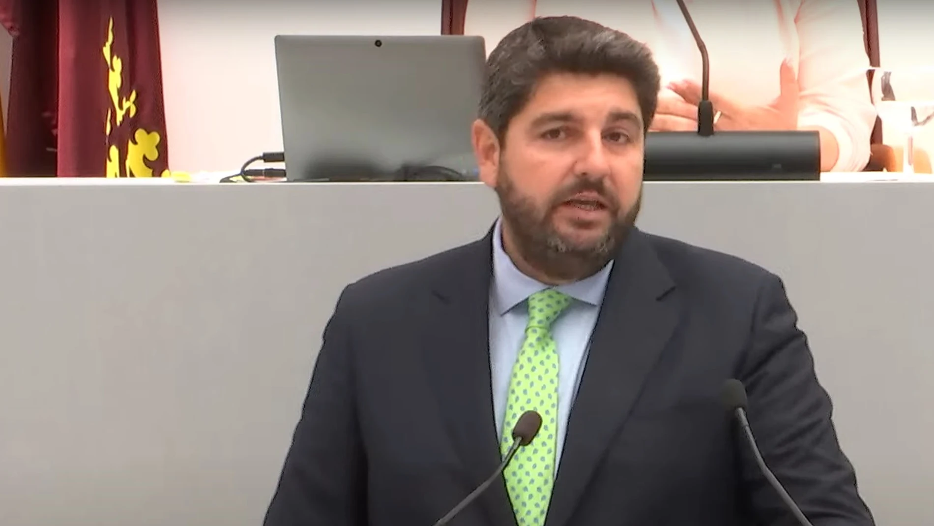 El presidente de la Región de Murcia, Fernando López Miras, durante el Debate sobre el Estado de la Región