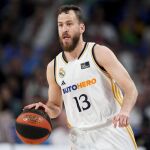Sergio Rodríguez, en uno de sus últimos partidos con el Real Madrid
