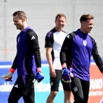 Nagelsmann, junto a Neuer y Ter Stegen, en el entrenamiento de Alemania
