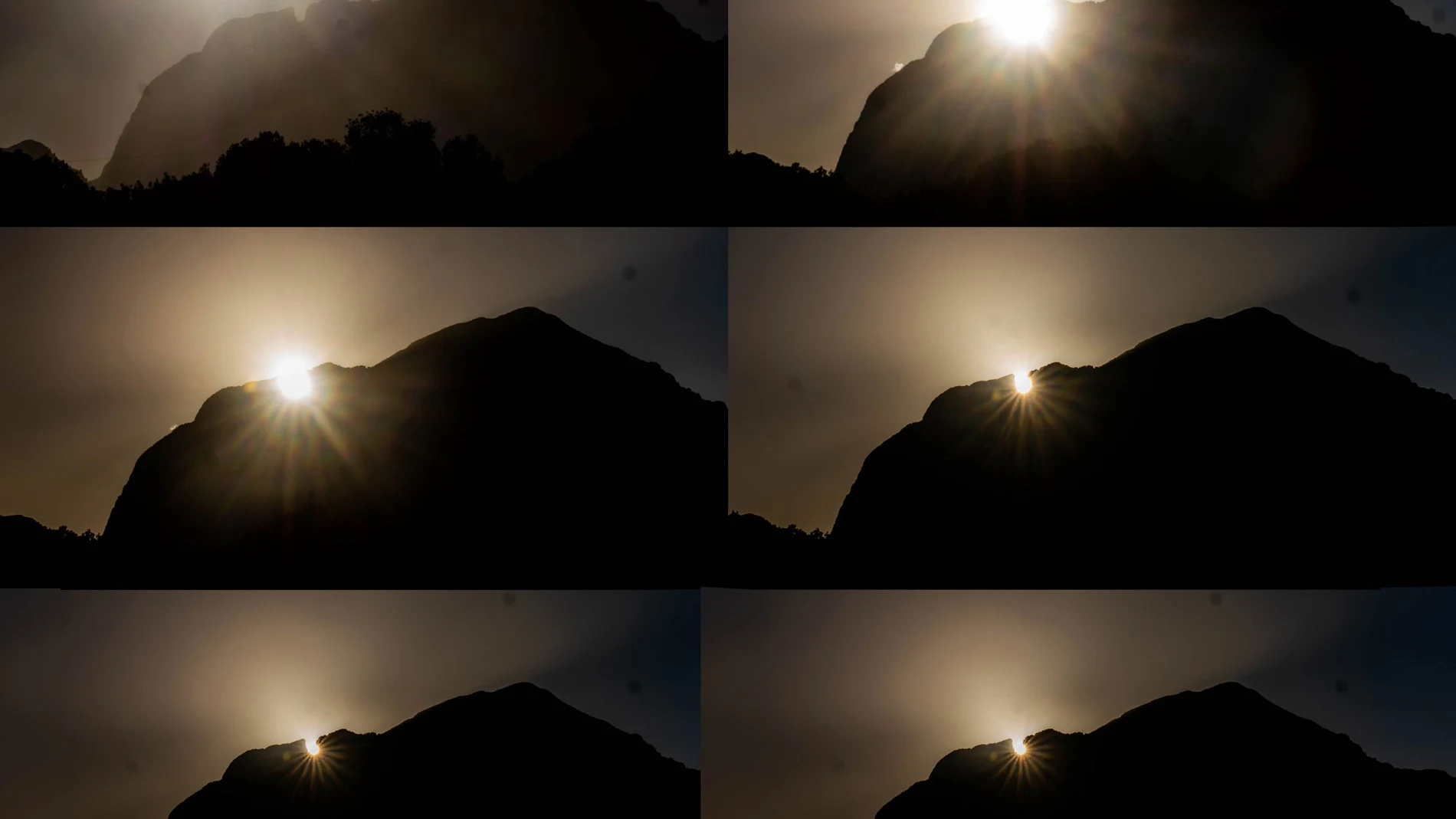 El sol atraviesa el Portell del Puig Campana en Benidorm