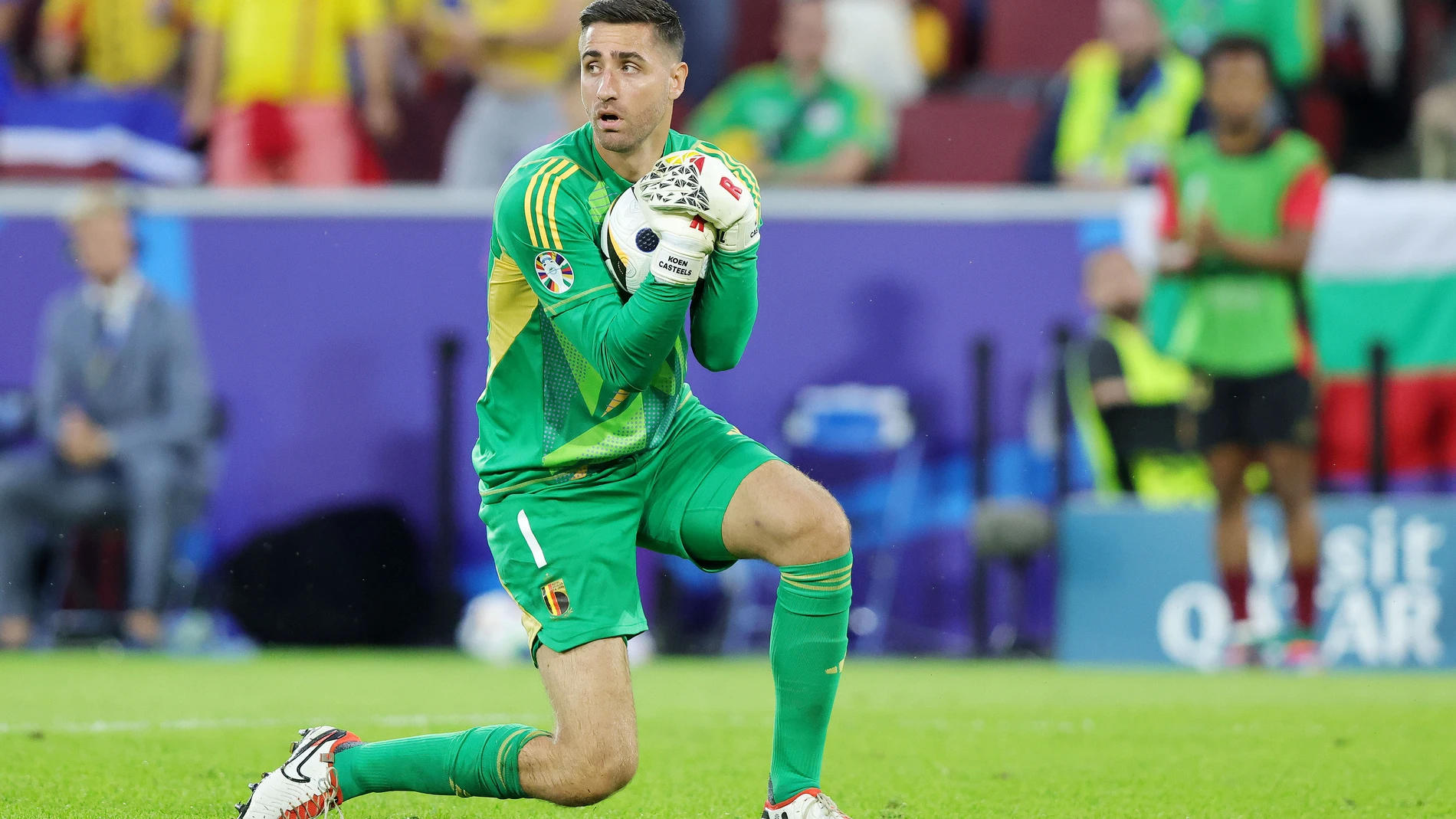Koen Casteels of Belgium during the UEFA Euro 2024, Group E, football match between Belgium and Romania on June 22, 2024 at RheinEnergieStadion in Cologne, Germany - Photo Sebastian El-Saqqa / firo Sportphoto / DPPI AFP7 22/06/2024 ONLY FOR USE IN SPAIN