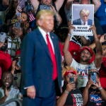 Former President Donald J. Trump delivers remarks during a campaign rally