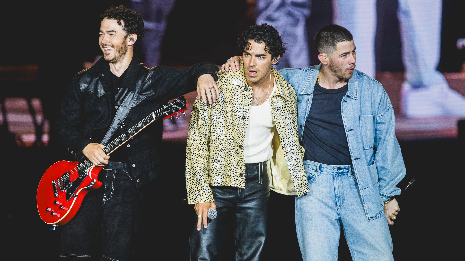 Desde la izquierda, Kevin, Joe y Nick Jonas, en el Rock in Rio Lisboa 2024