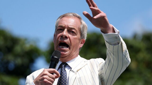 Reform UK leader Nigel Farage speaks in Maidestone