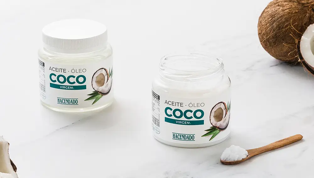 Aceite de coco de la marca Hacendado.