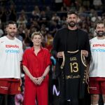 Marc Gasol, acompañado por Rudy, Elisa Aguilar y Llull