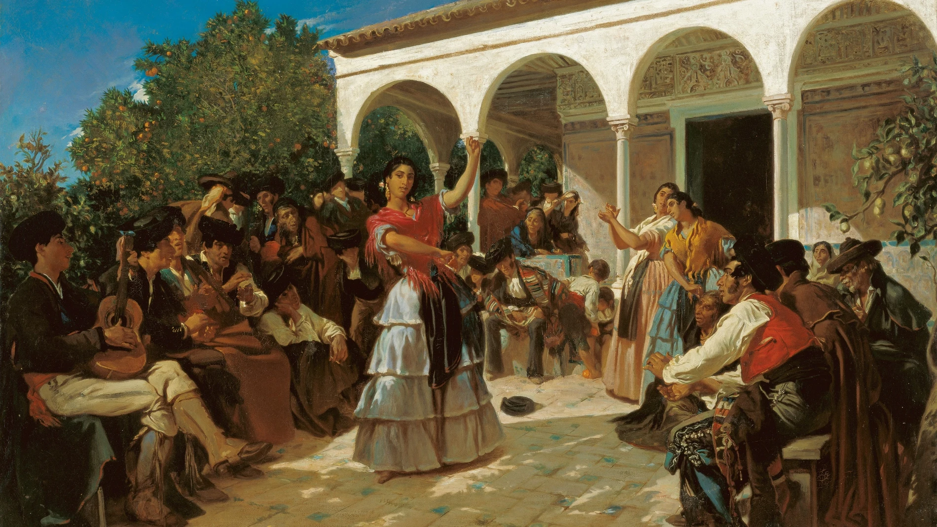 Un baile de gitanos en los jardines del Alcázar, delante del pabellón de Carlos V 1851