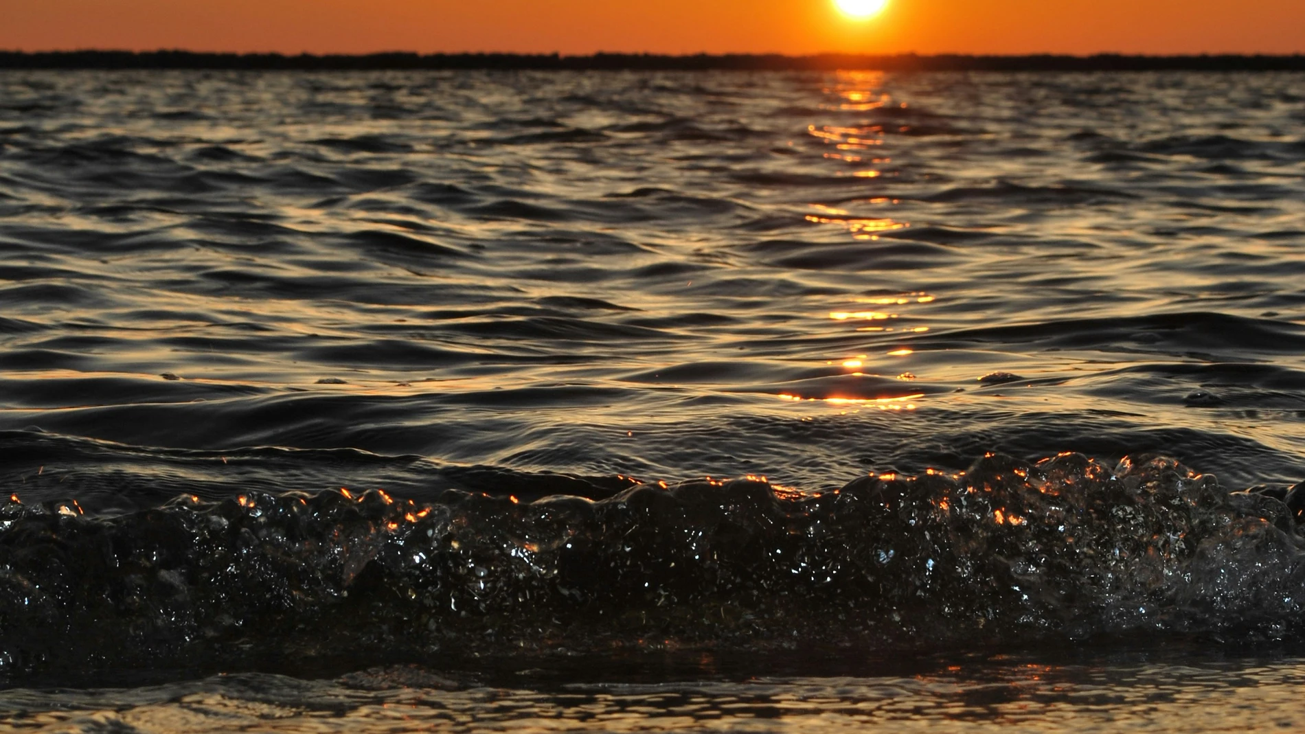 Playa durante el atardecer