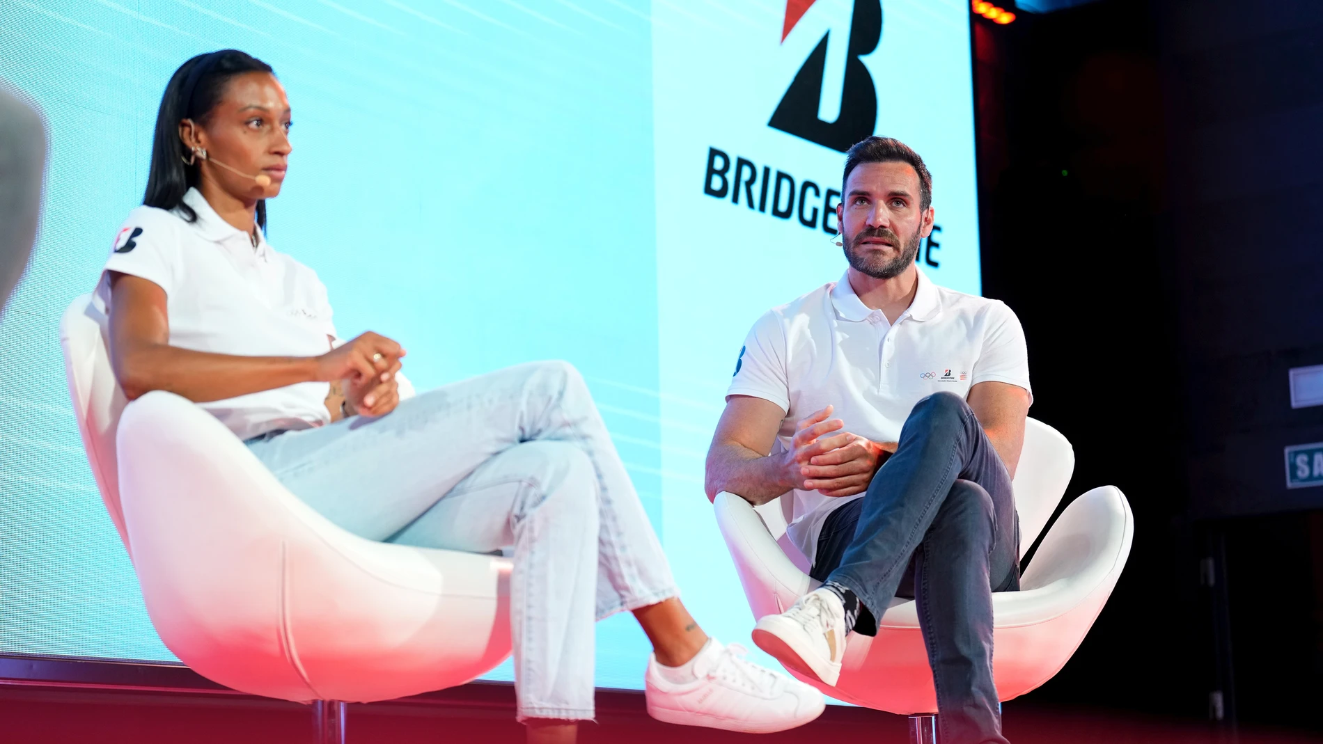 Ana Peleteiro and Saul Craviotto attends during an act of Bridgestone and COE with Saul Craviotto and Ana Peleteiro at COE headquarters on June 25, 2024 in Madrid, Spain. AFP7 25/06/2024 ONLY FOR USE IN SPAIN