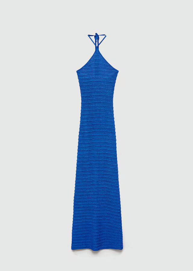 Vestido punto lúrex cuello halter