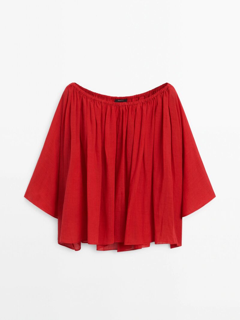 Blusa con ramio efecto arrugado