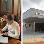 El alcalde de Toledo, Carlos Velázquez escribiendo la carta de solicitud de construcción de un nuevo centro médico