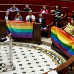 El pleno ha transcurrido con las banderas LGTBI ha colocado en su bancada