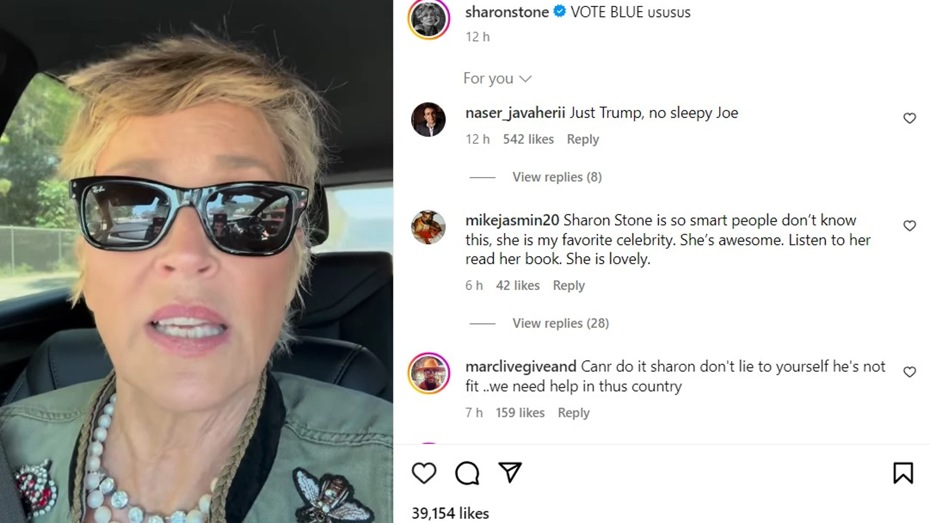 El "piropo" de Sharon Stone a Biden o la prueba de que con amigos como estos no hacen falta enemigos