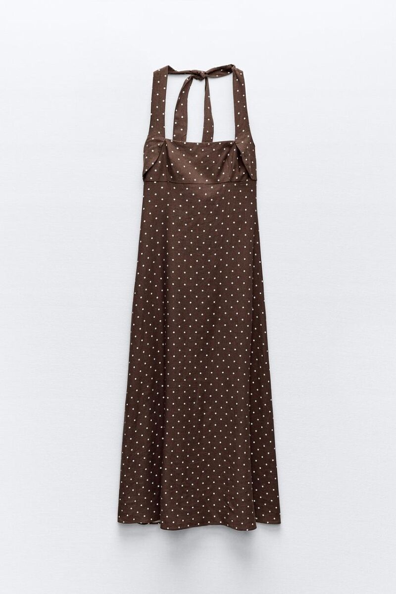 Vestido midi lunares con lino