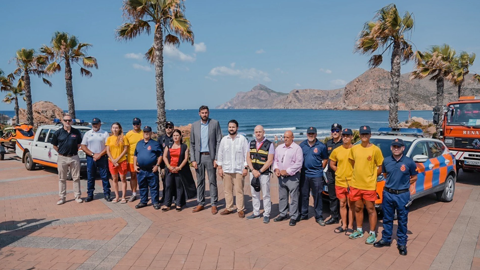 El vicepresidente y consejero de Interior, Emergencias y Ordenación del Territorio, José Ángel Antelo, presentó hoy el Plan de vigilancia y rescate en playas y salvamento en la mar de la Región de Murcia (Plan Copla) 2024. GOBIERNO REGIONAL 01/07/2024