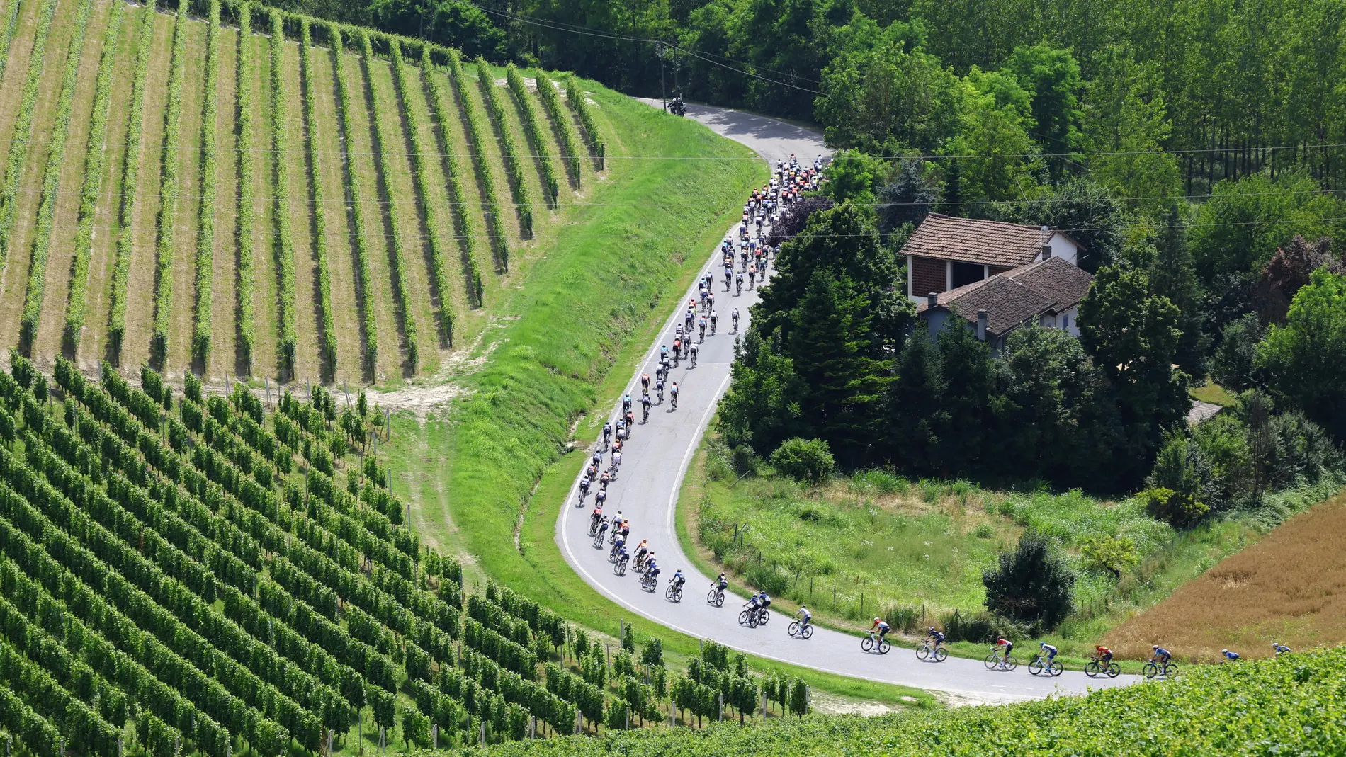 Turín (Italia), 01/07/2024.- Corredores en acción durante la tercera etapa del Tour de Francia 2024, entre las localidades italianas de Piacenza y Turín con de 230 km de recorrido, este lunes.EFE/ Kim Ludbrook