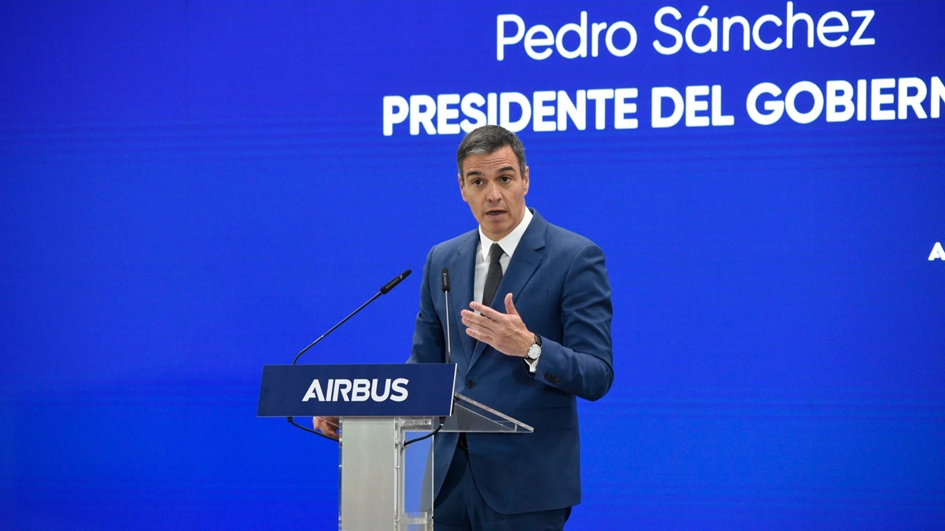 Pedro Sánchez durante la inauguración del HUB de Airbus en Albacete. EUROPA PRESS 02/07/2024