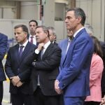 ALBACETE, 02/07/2024.-El presidente del Gobierno, Pedro Sánchez, junto aL presidente de Castilla-La Mancha, Emiliano García-Page,, el alcalde de Albacete Manuel Serrano, y el consejero delegado de Airbús Helicopter España Fernando Lombo, ha celebrado este martes la instalación en Albacete del nuevo hub logístico industrial de Airbus, que ha situado como un referente del sector aeronáutico no sólo español sino también europeo. Sánchez ha destacado, en el acto de inauguración de este hub, la relación de Airbus con España que "se ha consolidado en estos últimos años" y que se inició en el año 2000 con la adhesión a este proyecto industrial.- EFE/ Manu