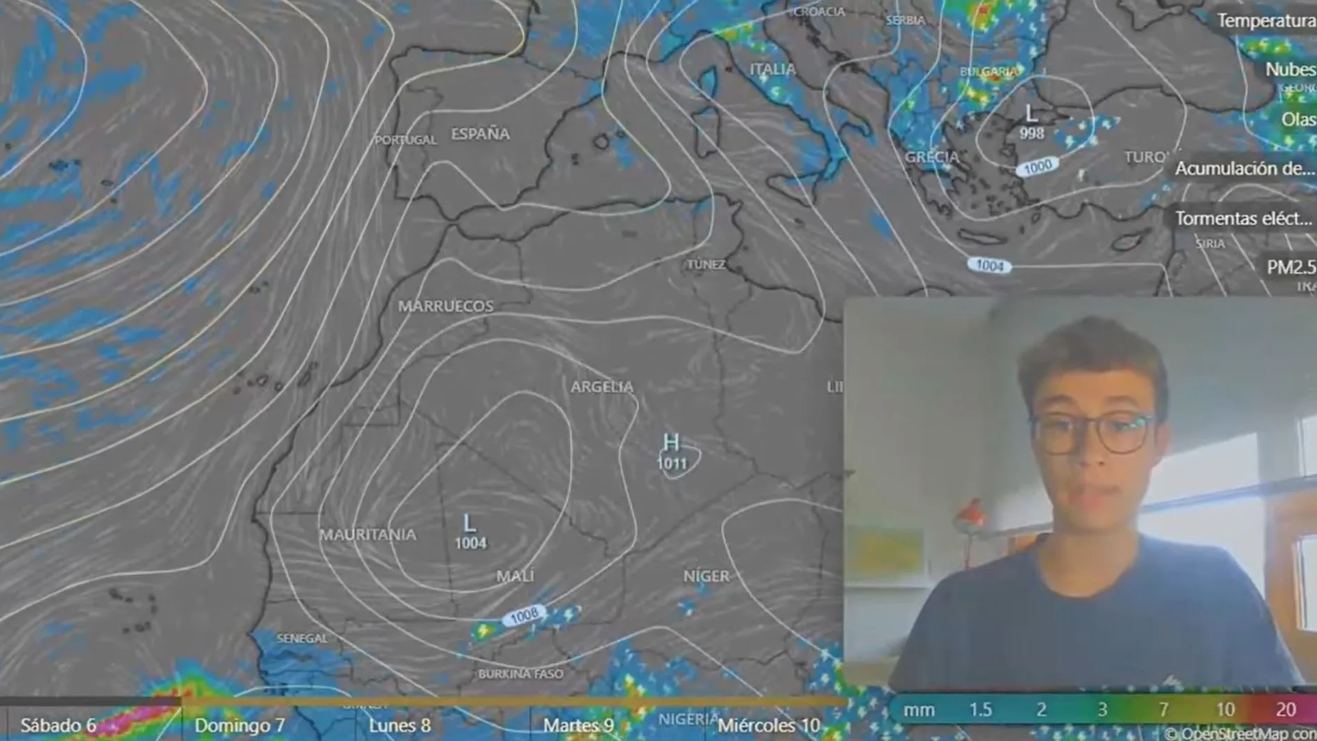 Jorge rey, aficionado a la meteorología, en su última previsión del tiempo.