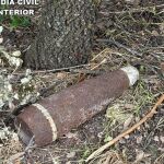 Proyectil detonado por los agentes de la Guardia Civil en Hontoba, Guadalajara