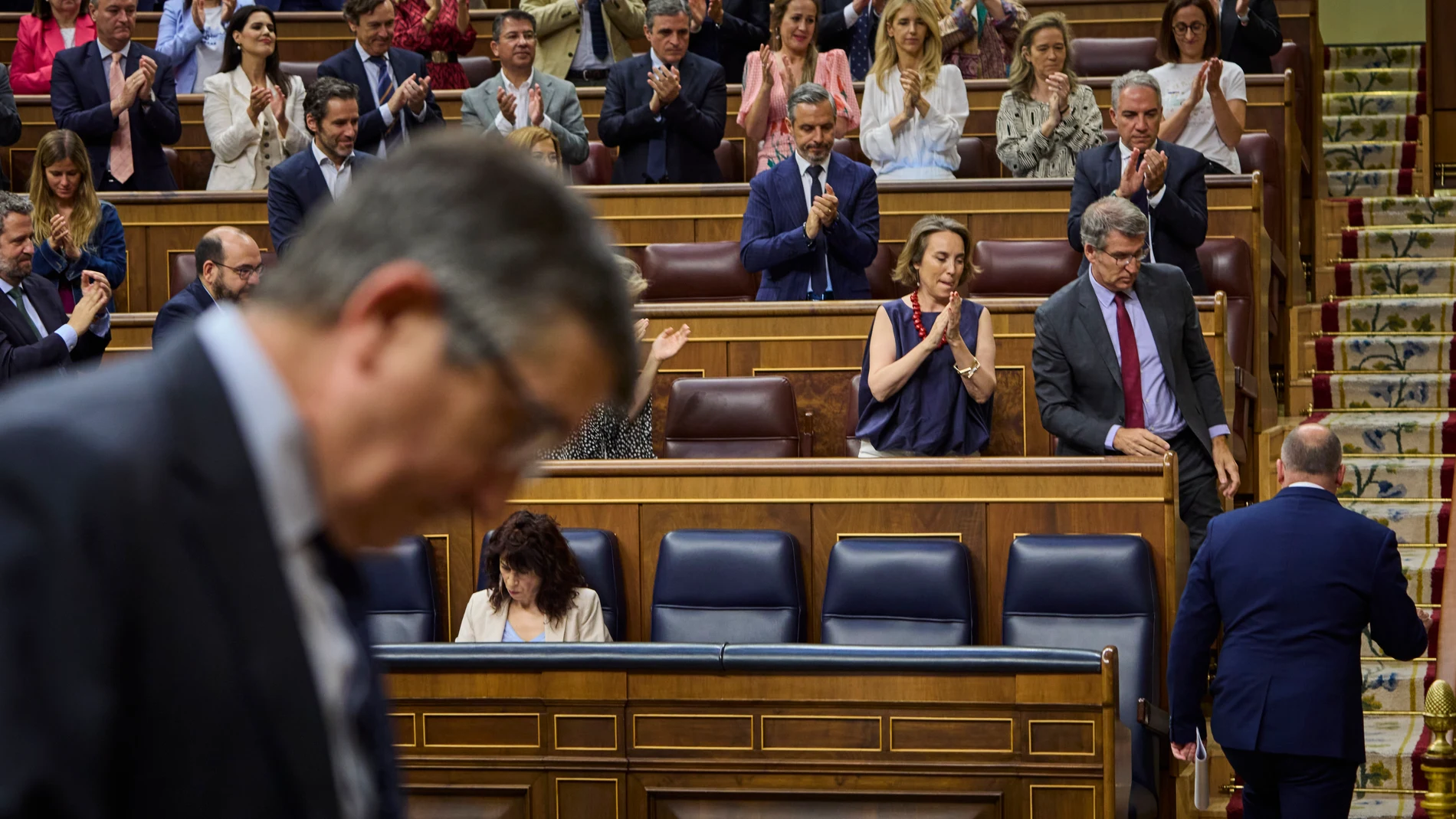 Sesión Plenaria. Sesión extraordinaria en el Congreso de los Diputados. Toma en consideración de la proposición de ley Orgánica de reforma de la Ley Orgánica 6/1985, de 1 de julio, del Poder Judicial y de reforma de la Ley 50/1981, de 30 de diciembre, por la que se regula el Estatuto Orgánico del Ministerio Fiscal. Asisten Felix Bolaños, Alberto Nuñez Feijoo, María Jesús Montero, Oscar Puente, Miguel Tellado © Alberto R. Roldán / Diario La Razón. 04 07 2024
