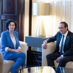 La secretaria general de ERC con funciones de presidenta, Marta Rovira, con el presidente del Parlament, Josep Rull
