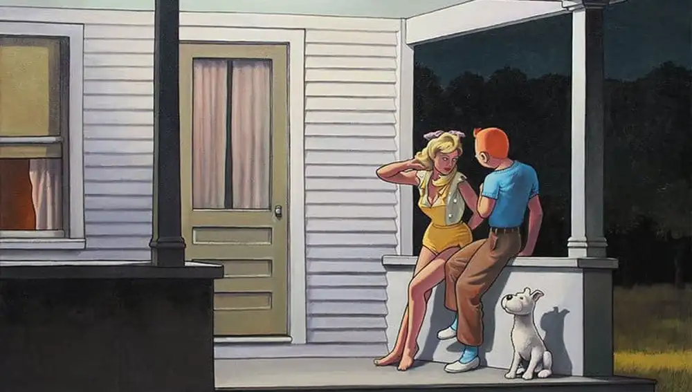 Tintín en el universo de Edward Hopper por Marabout