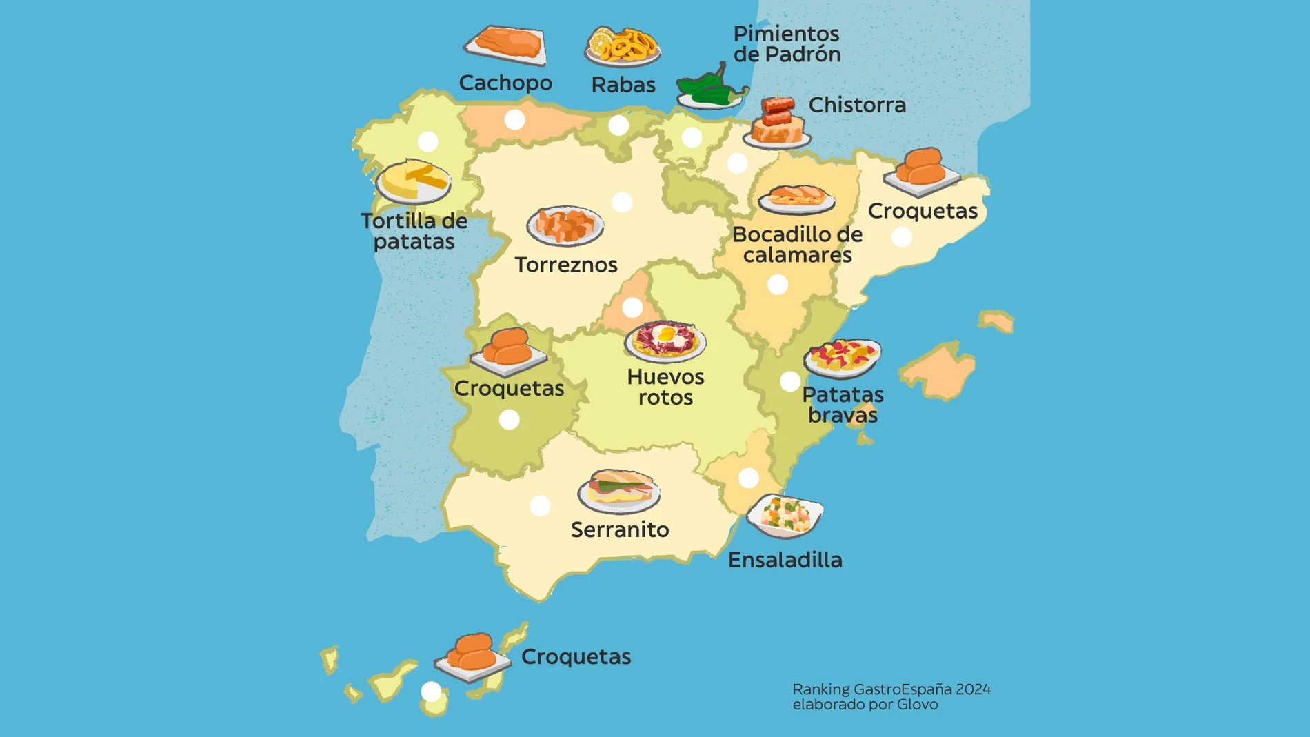 Mapa de los platos más pedidos por regiones