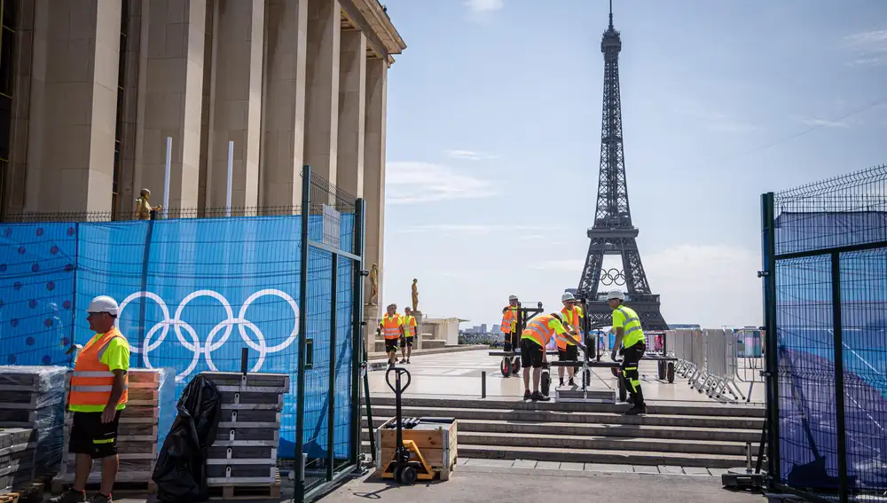 Preparativos para la ceremonia inaugural de los Juegos
