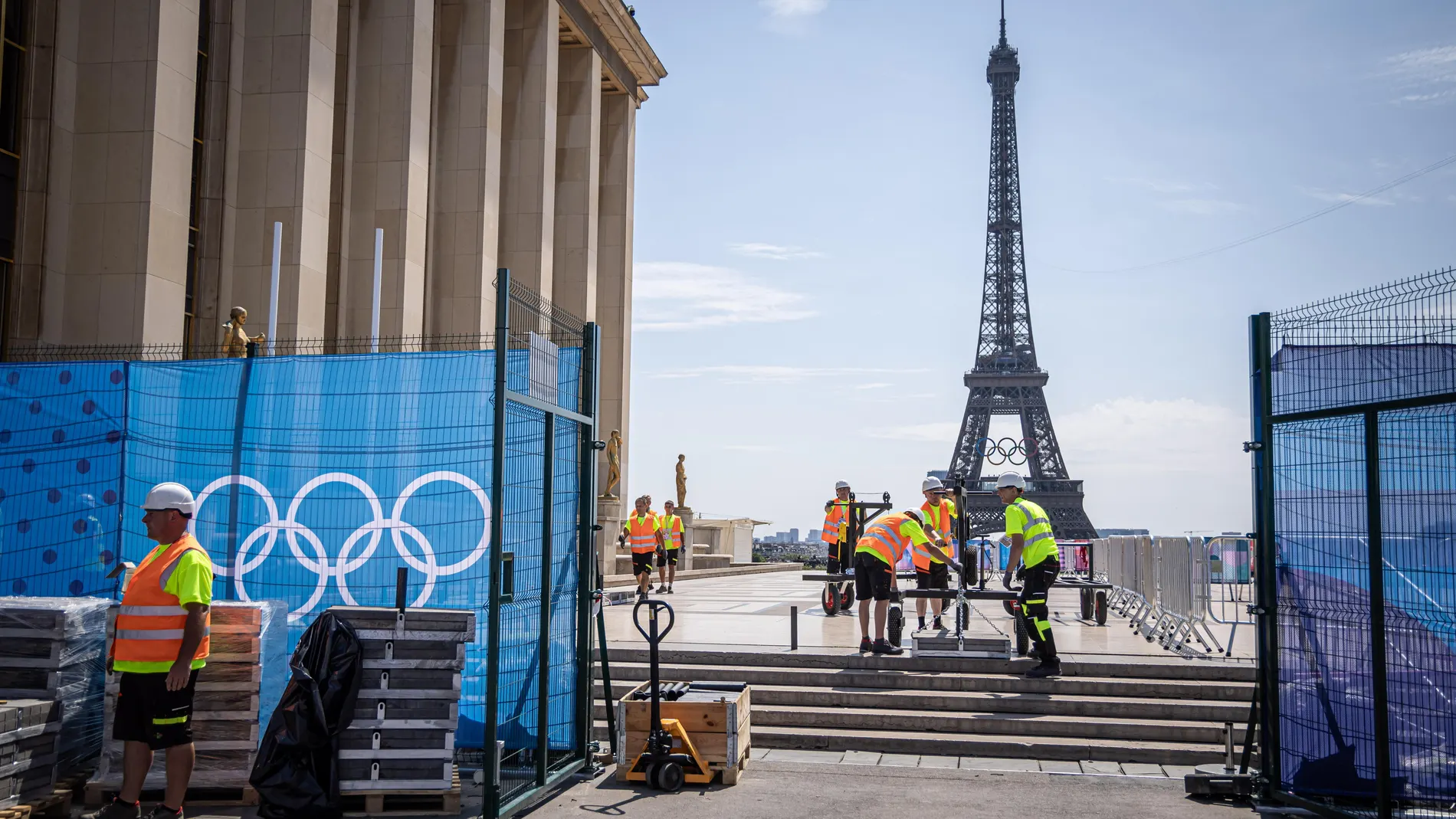 Preparativos para la ceremonia inaugural de los Juegos