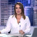Carmen Chaparro en el plató de 'Informativos Telecinco'