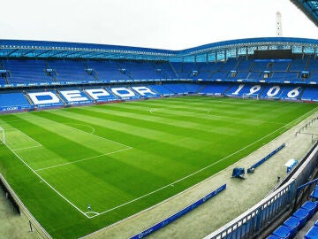 Interior del campo de Riazor, en A Coru&ntilde;a.