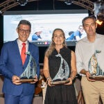 Gaspar Díez, de Europa Press, Theresa Zabell, de la Fundación Ecomar, y Ricard Cobo, de Àpunt