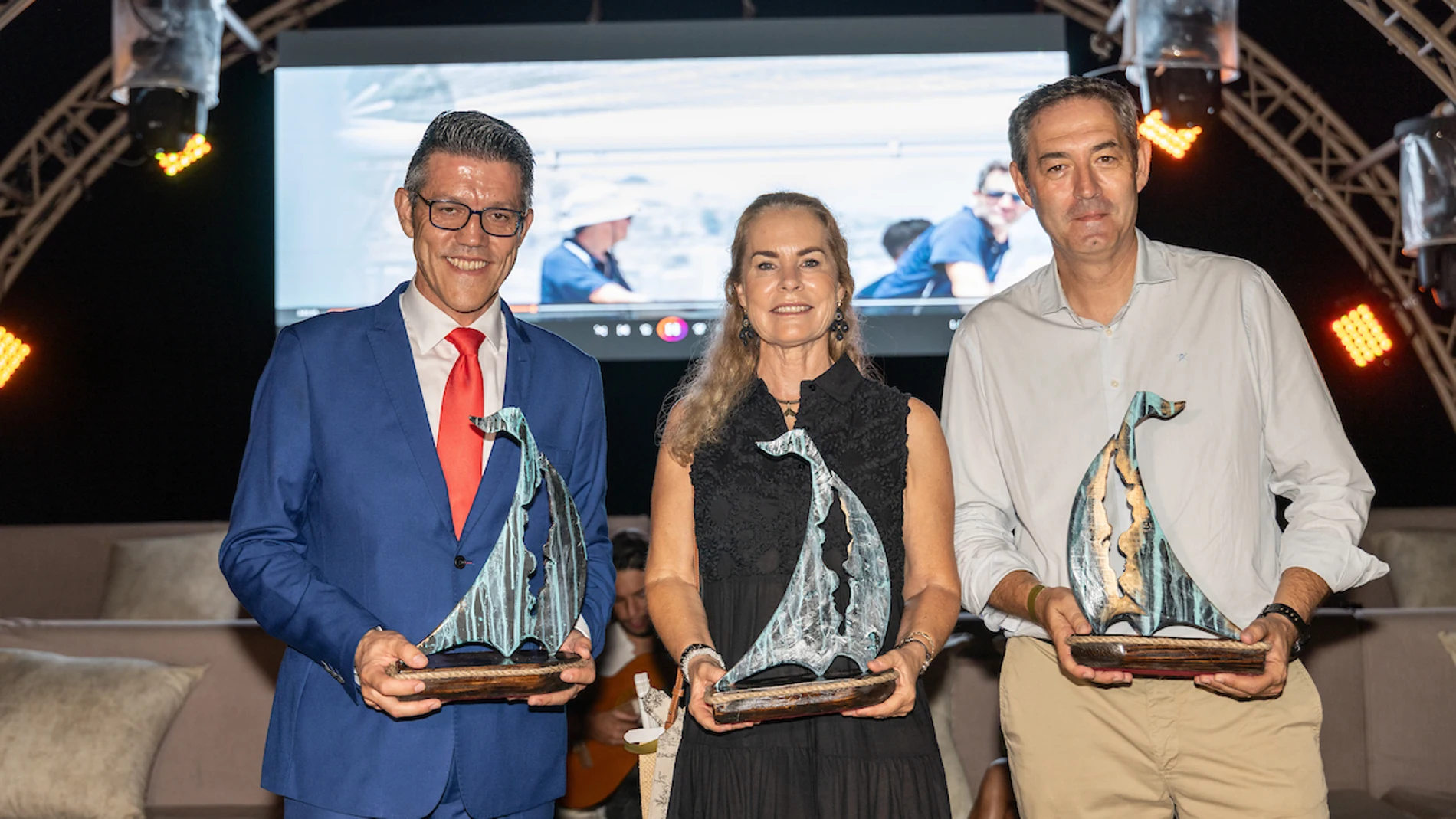 Gaspar Díez, de Europa Press, Theresa Zabell, de la Fundación Ecomar, y Ricard Cobo, de Àpunt