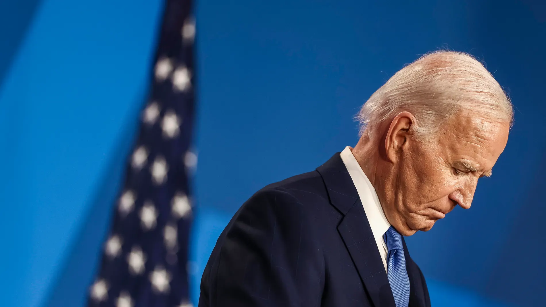 Washington (United States), 11/07/2024.- (FILE) - US President Joe Biden speaks during a press conference on the sidelines of the 75th Anniversary of the North Atlantic Treaty Organization (NATO) Summit at the Walter E. Washington Convention Center in Washington, DC, USA, 10 July 2024 (reissued 21 July 2024). Joe Biden on 21 July announced he would not seek re-election in November 2024. “While it has been my intention to seek reelection, I believe it is in the best interest of my party and th...