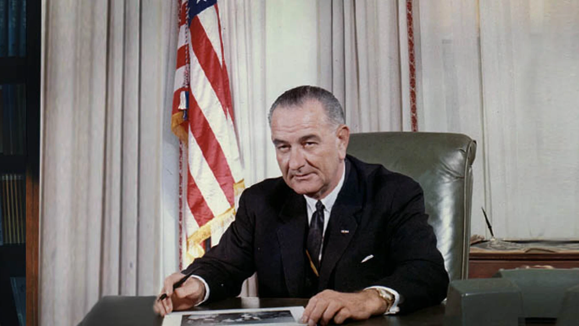El expresidente de EE UU, Lyndon Johnson, en una imagen de archivo en la Casa Blanca