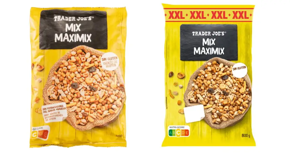cóctel Mix Maximix marca Trader Joe’s en sus presentaciones de 500 gramos y 800 gramos
