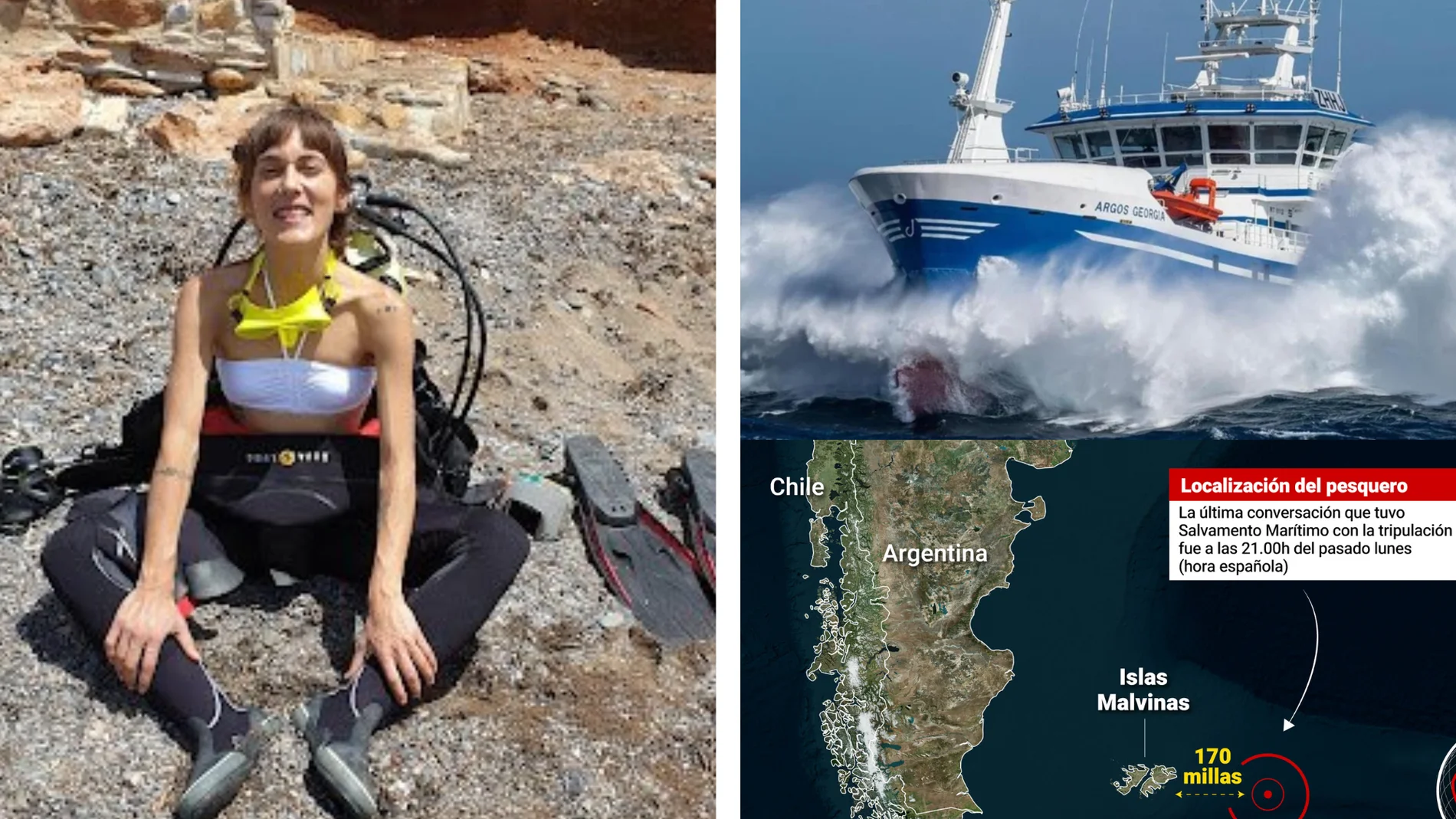 La bióloga de Albacete, Amparo Burguillos, se encuentra entre los 14 supervivientes tras el naufragio este martes del buque 'Arcos Georgia', en las islas Malvinas