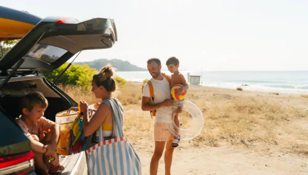 Una familia de vacaciones en verano